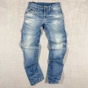 G Star RAW Jeans Men 28x30 Blue Arc 3D‎ Loose Tapered Cotton Faded Whiskered